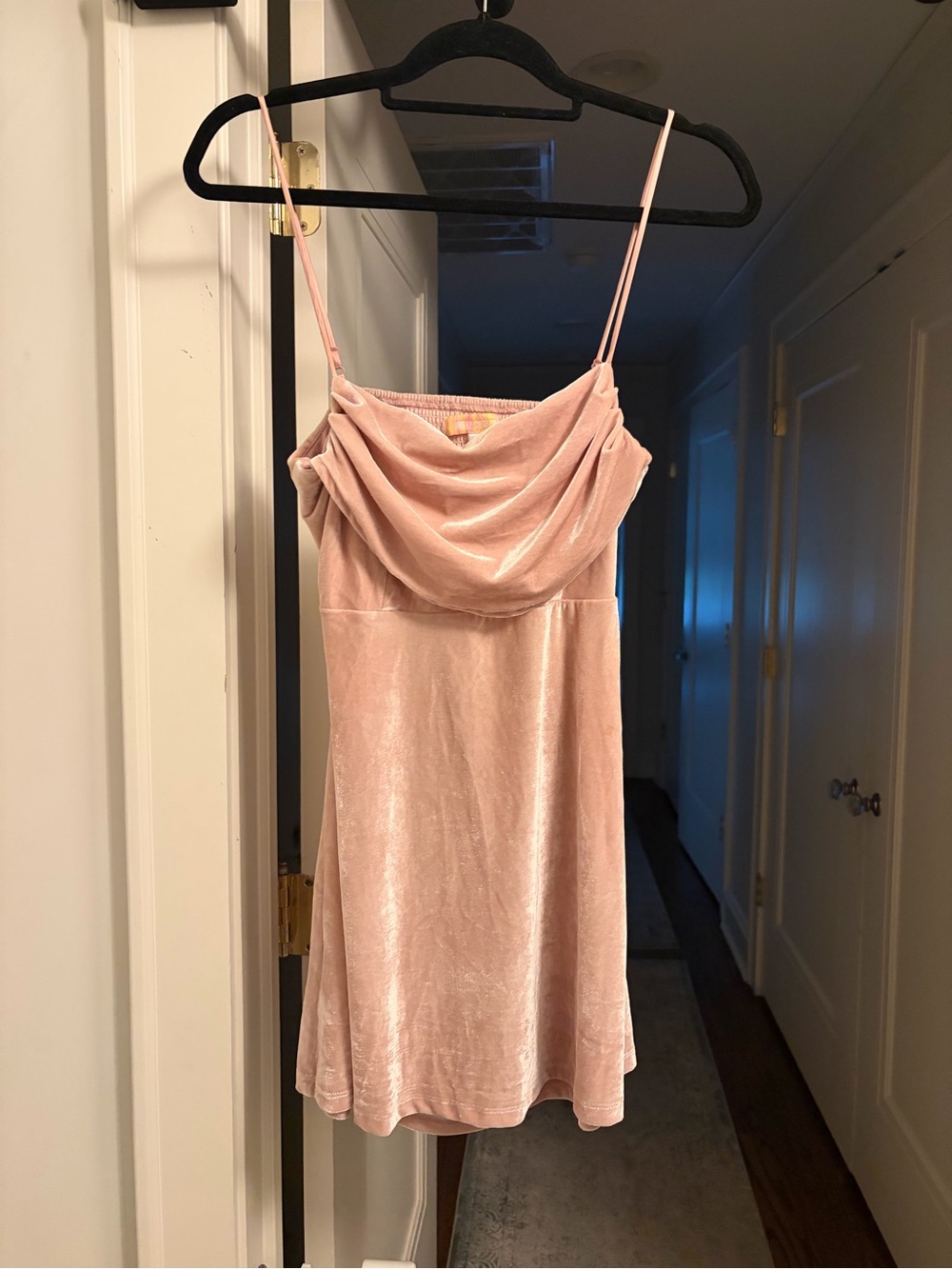 Urban Outfitters Blush Pink Velvet Cowl Slip Dress